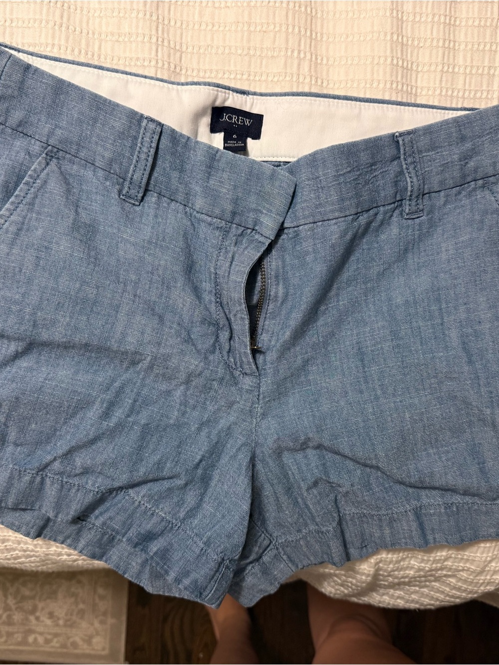 J. Crew Sky Blue High-Waist Linen-Blend Shorts